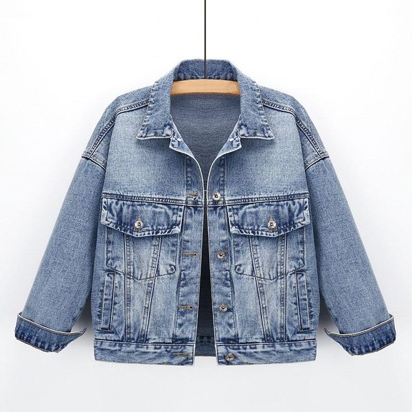 

women's jackets denim blue short women loose single breasted coats spring autumn vintage street all match cotton outerwear s m, Black;brown