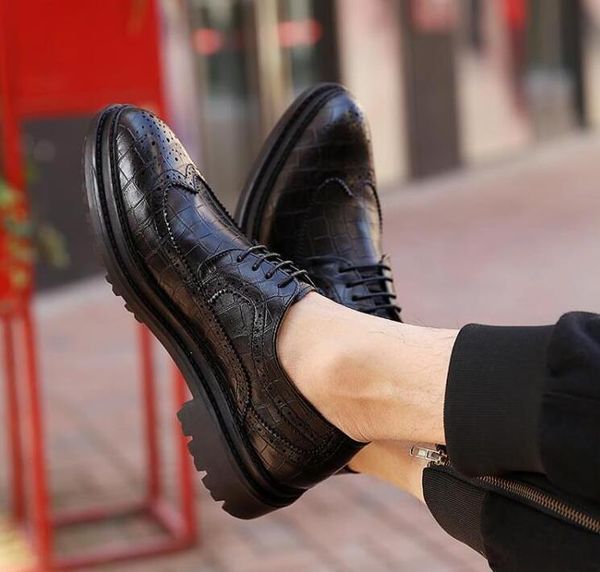 

dress shoes retro sculpted flowers for men's leather party wedding, Black