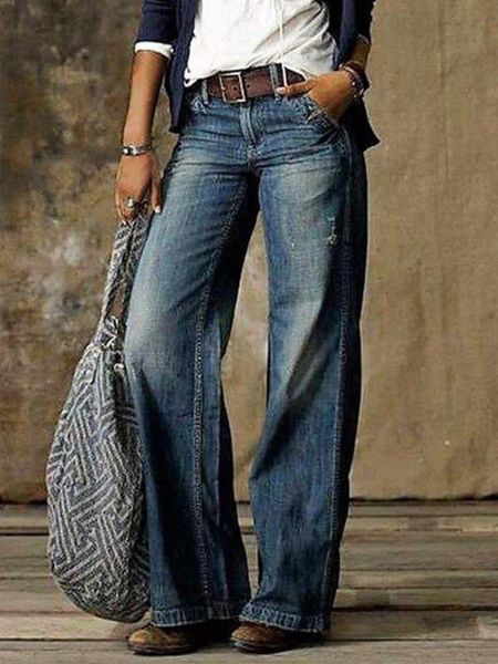 

jeans women's 2021 loose and fashionable versatile high waist straight elastic, Blue