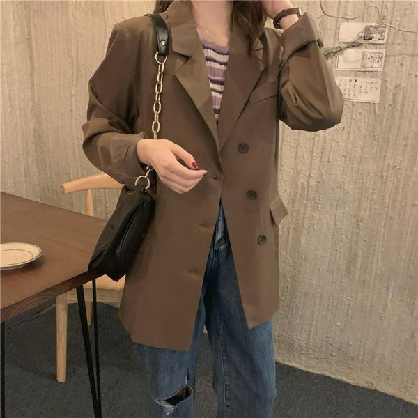 

women's suits & blazers fitaylor spring autumn office lady solid fashion loose coat jacket women high street notched single breasted lo, White;black