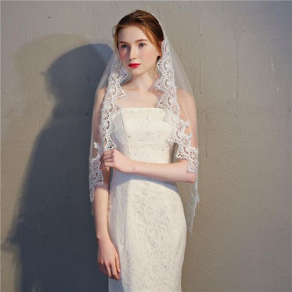 

bridal veils 2021 veil one layer short lace with comb wedding ts17147, Black