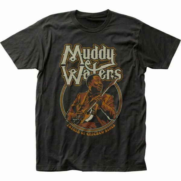 

muddy waters father of chicago blues t shirt mens licensed rock n roll tee black, White;black