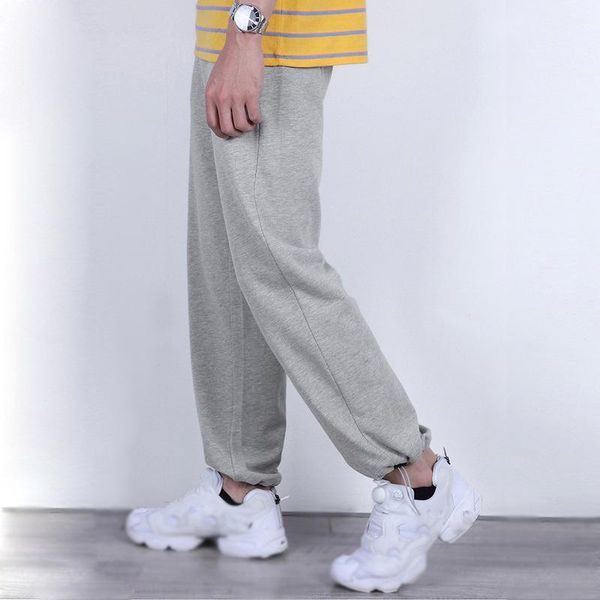 

fashion japanese casual summer men's pants black grey solid color ankle banded sweatpants men sports loose cotton trousers male