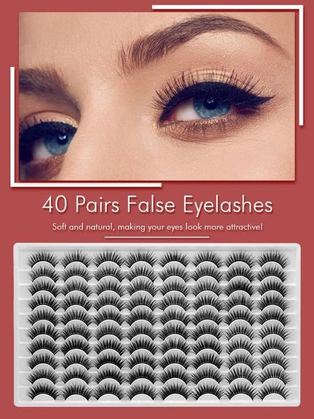 

false eyelashes 40 pairs 3d mink lashes fluffy natural dramatic long wispies lash extension volume beauty