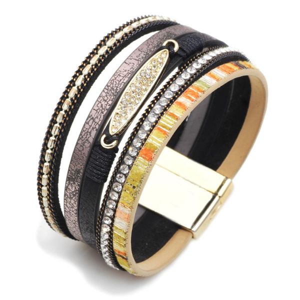 

charm bracelets 2021 fashion trend multi-layer multicolor bohemian style alloy magnetic buckle ladies bracelet jewelry wholesale, Golden;silver