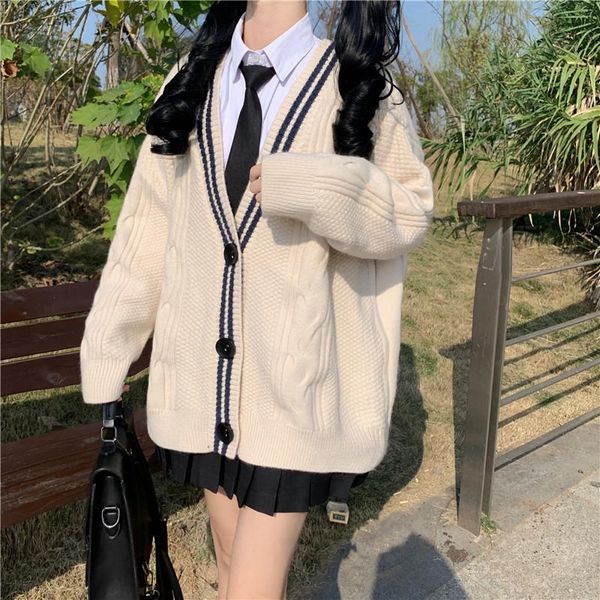 

women's jackets south korean sweater cardigan women 2021 autumn and winter college wind age reduction outside with long sleeve loose we, Black;brown