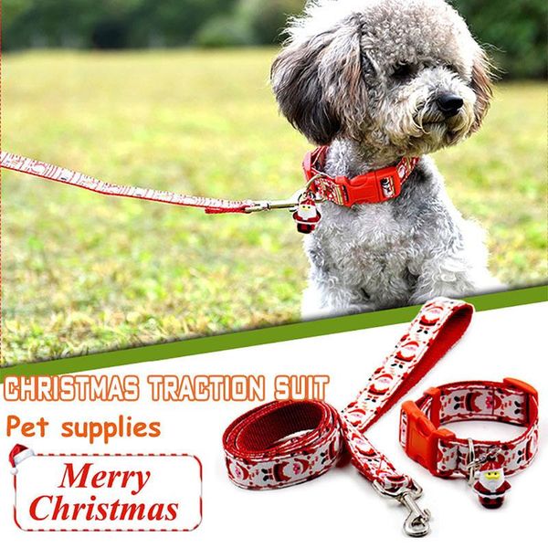 

christmas dog traction two sets nylon adjustable collar with santa pendant creative leash pets accessories collars & leashes