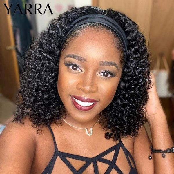 

hair bulks headband human kinky curly peruvian short for black women glueles cool summer 180% yarra