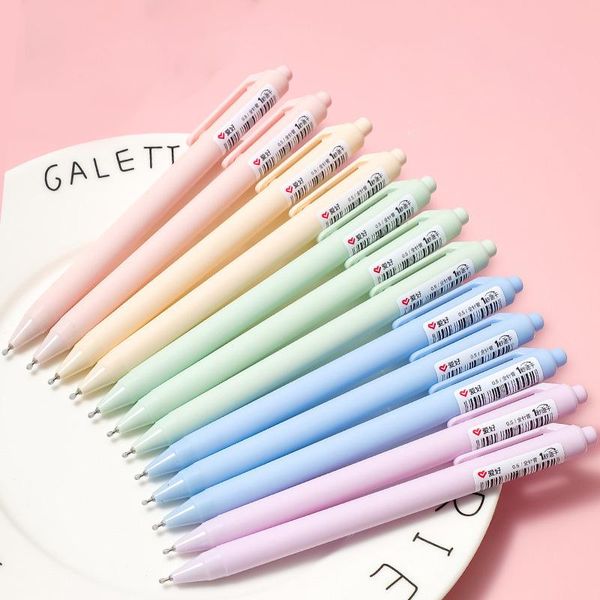 

12pcs/lot macaron candy color gel pen 0.5mm black ink for school student office signature writing stationery tool girl gifts pens