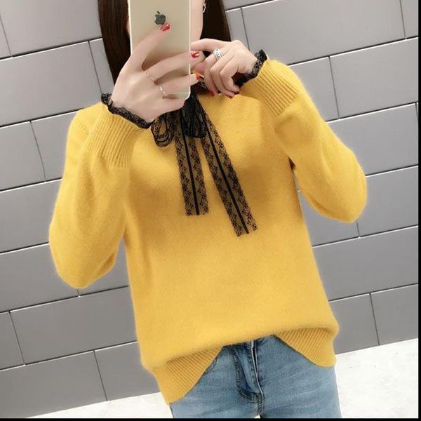 

womens sweater clothing knitted sweaters blouses shirts autumn bow neck long sleeveknit loose women 76h, White;black