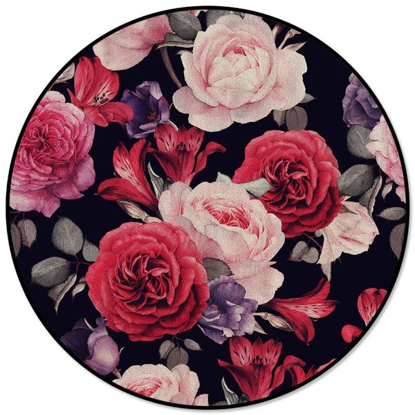 

carpets modern home decorative round carpet vintage rose flower area rugs parlor bedroom anti-slip floor mat