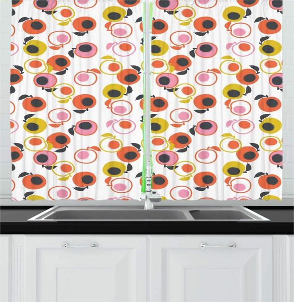 

curtain & drapes multicolor peach kitchen curtains pencil drawn inspired digital demonstration abstract fruits leaves scattered window