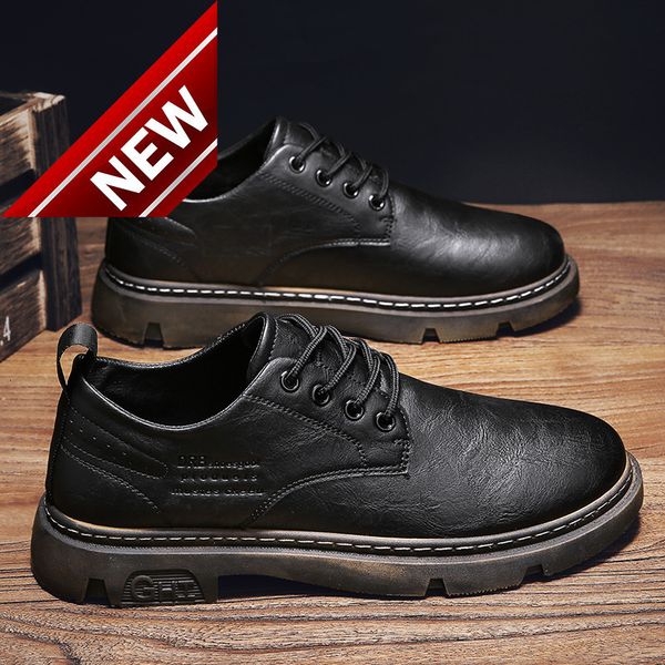 

men's 2021 winter new casual leather plush cotton sportswear waterproof labor protection work shoes, Black