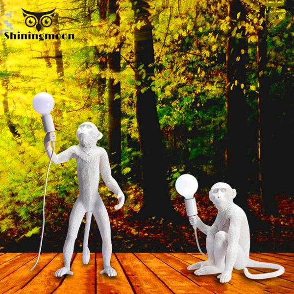 

modern colorful monkey lamp american country rope pendant lights resin art loft industrial home decor floor luminaire lamps