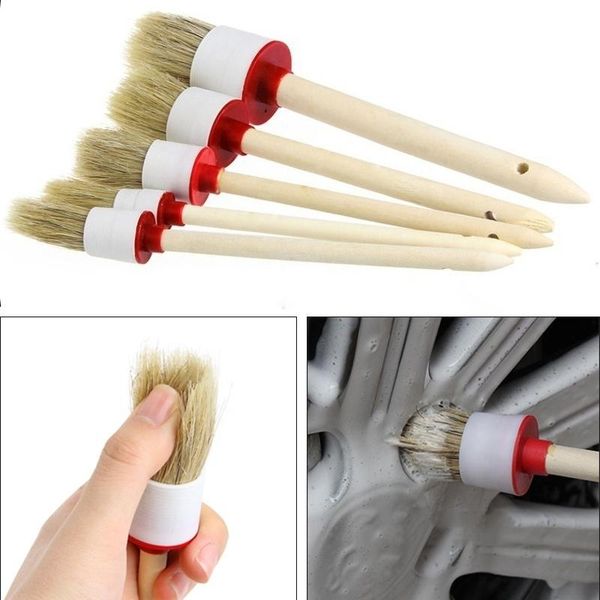 

pcs soft car detailing brushes for cleaning dash trim seats wheels wood handle brush