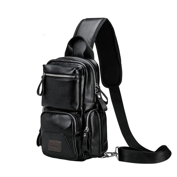 

fashion leather crossbody bags for men chest bag pack casual waterproof single shoulder strap messenger waist