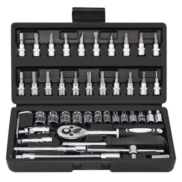 

46pcs/set steel quick ratchet socket wrench screwdriver set for maintain tools hand