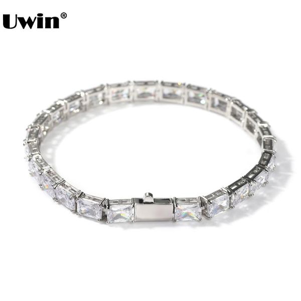 

link, chain uwin 6mm baguette cz bracelets for women iced out white cubic zirconia bangles quality fashion hip hop jewelry drop, Black