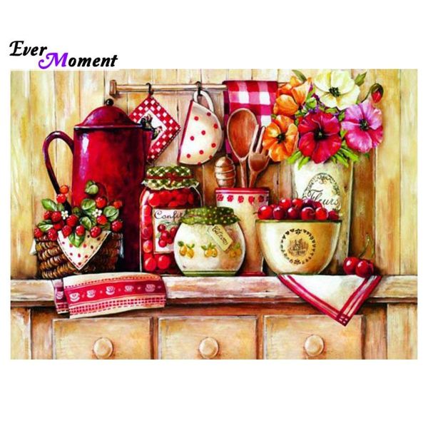 

diamond painting kitchen corner with tableware cherry diy gift 5d embroidery mosaic kit needlework for home decor asf591