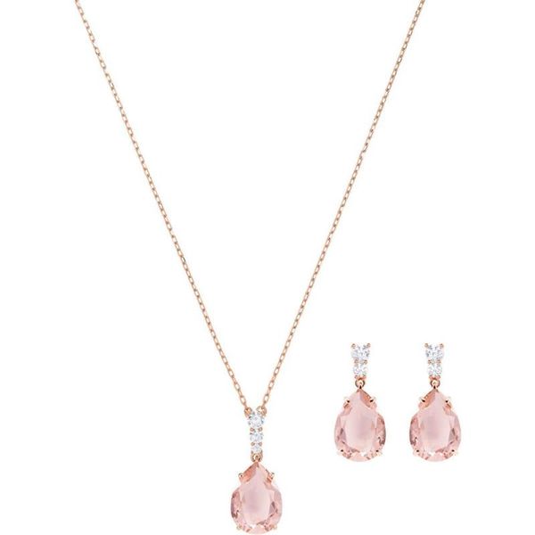 

chains swa [spot] mina bear2021 fashion romantic royal pink crystal necklace pendant set send girlfriend gift 5414695, Silver