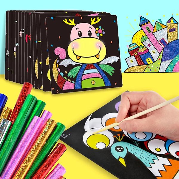 

42/45/48pcs cute cartoon diy magic transfer wticker transfer painting crafts for kids arts and crafts toys for children gift zxh