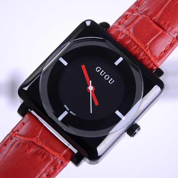 

wristwatches nnb 2021 chronograph women watch analog for square golden case fshion ladies reloj guou 8811, Slivery;brown