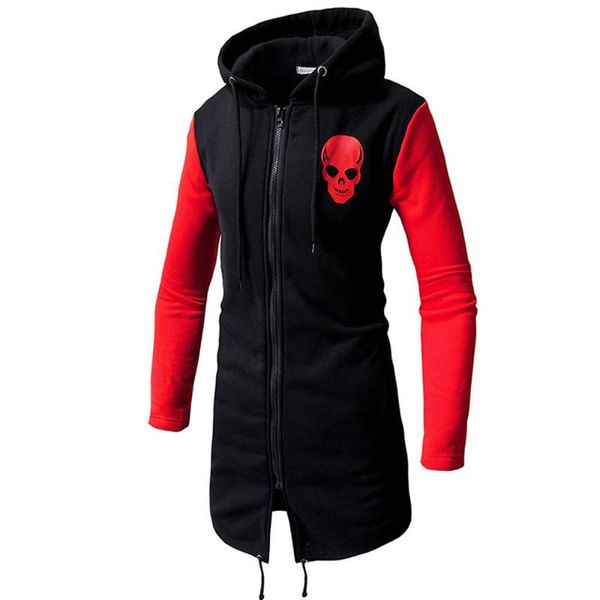 

men's hoodies & sweatshirts gothic autumn winter casual skull print zipper long sleeve coat streetwear daily vintage, Black
