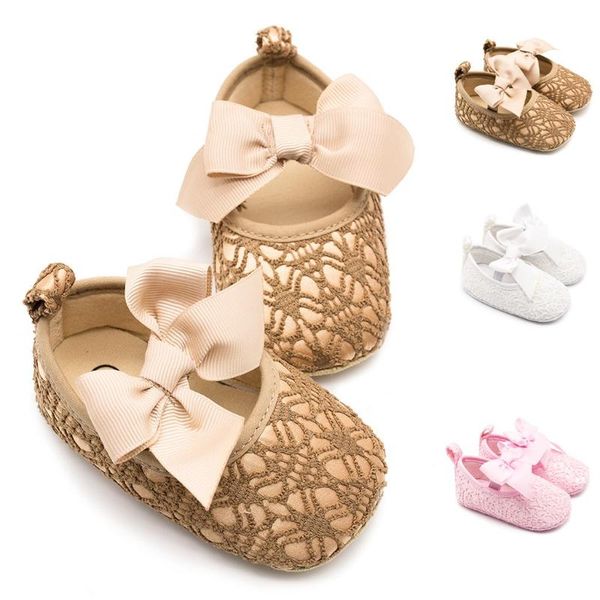 

first walkers toddler kid baby girl shoes princess cute walk soft lace bow knot solid hook & loop shallow