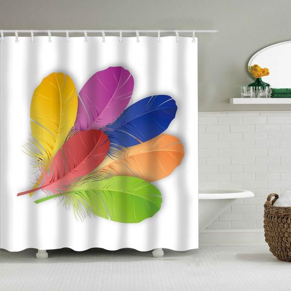 

shower curtains 3d feather pos printed easy to install bathroom curtain