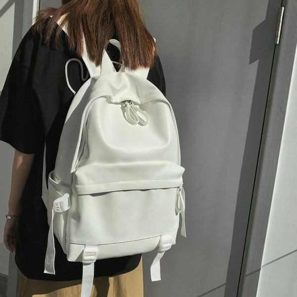 

backpack brand women large capacity lapbags pu leather school travel backpacks casual book bag men bagpack black