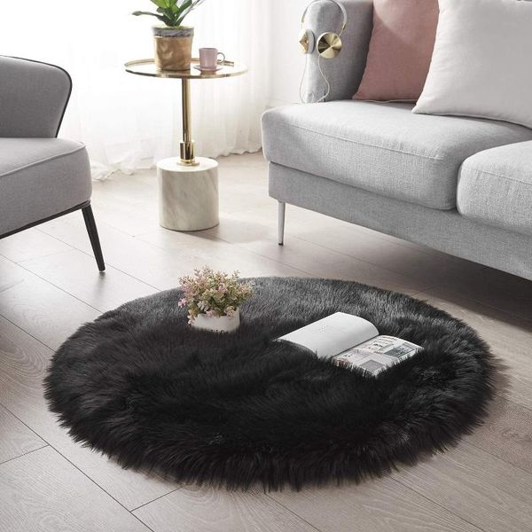 

carpets circular faux fur sheepskin style rug fleece chair cover seat pad soft fluffy shaggy area rugs for bedroom sofa floor
