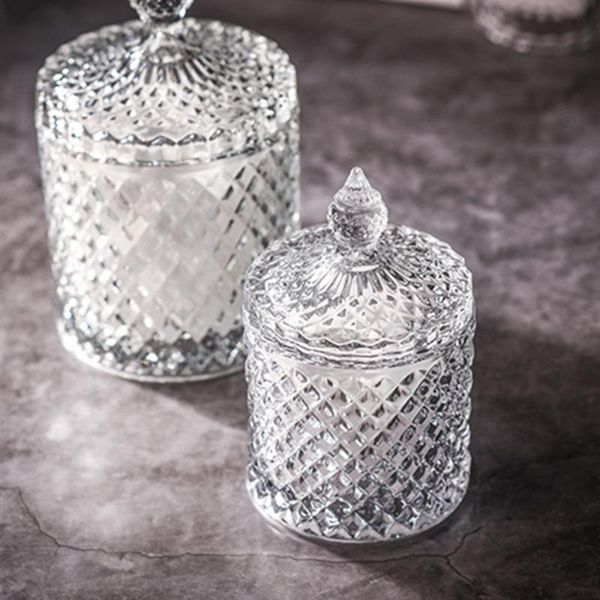 

candle holders crystal weave candy box glass storage container home decoration for house desk room(clear)