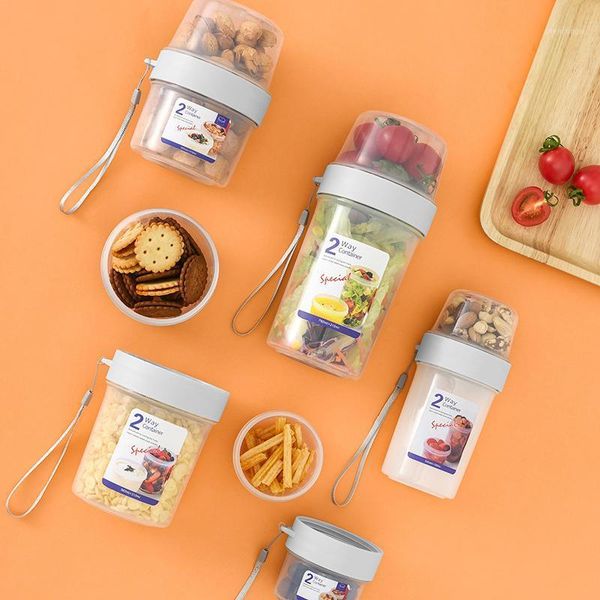 

kitchen storage containers plastic separable fruit nuts snack salad portable fresh keeping box cereal organizer sealed tank bottles & j jars