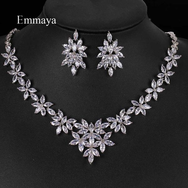 

emmaya fashion style star flower-shape exquisite necklace and earring with aaa zirconia charming jewelry in wedding party gift h1022, Silver