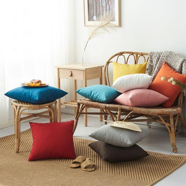 

cushion/decorative pillow 45*45/50*50cm solid watertight pillowcase simple pure color dyed polyester cushion cover waterproof decorative pil