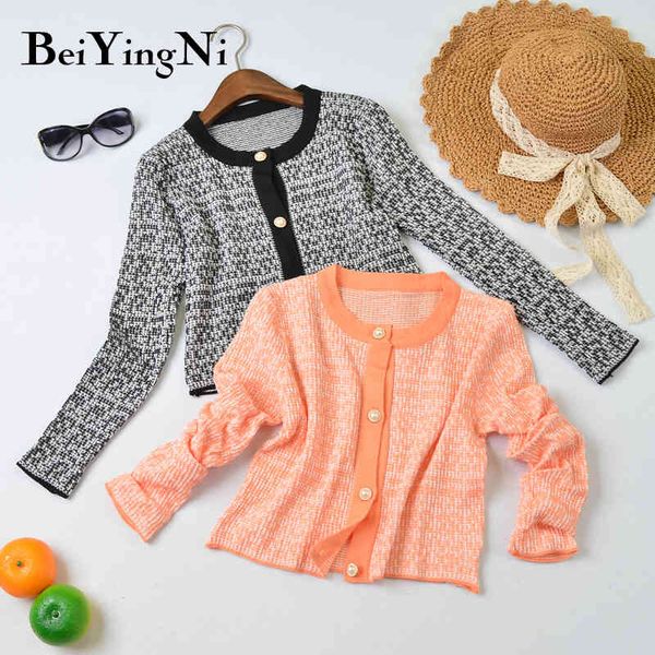 

autumn winter cropped female buttons long sleeve sweaters womans korean fashion slim streetwear cardigans jumpers 210427, White