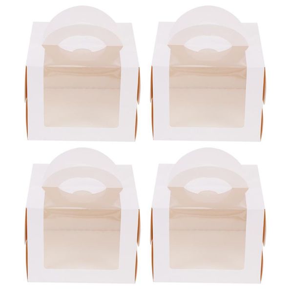 

gift wrap 4pcs holiday dessert boxes cake wrapping case handheld containers (white)