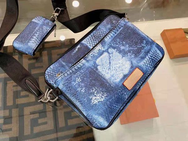 

men shoulder bags luxury designer messenger bag fashion purse 2pcs/set designers packs handbag canvas with small wallet