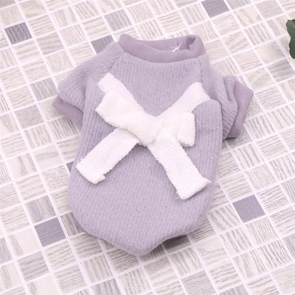 

dog apparel stylish puppy knitting clothes bowknot vest cute pet round neck warm (grey xs)
