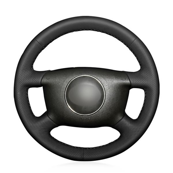 

diy custom black artificial leather steering wheel cover for audi a6 2000-2004 a3
