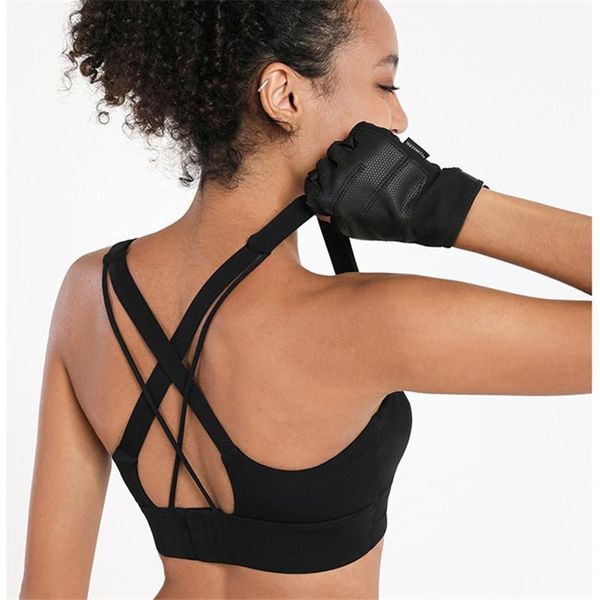 

myzyqg sports yoga bra women removable chest pad running underwear gym fitness shockproof vest workout lingerie clothing, White;black