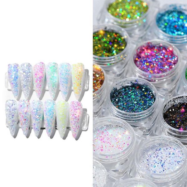 

colors nail glitter powder mixed color sequins for body face makeup art set1, Silver;gold