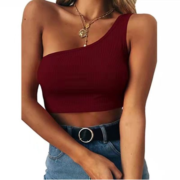 

women's t-shirt single shoulder sleeveless tank for women, White