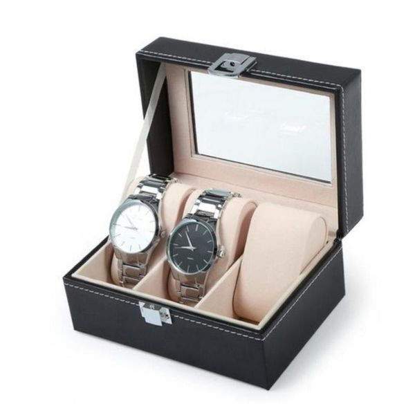 

jewelry pouches, bags 3 slots watch box dust-proof detachable wooden for home, Pink;blue