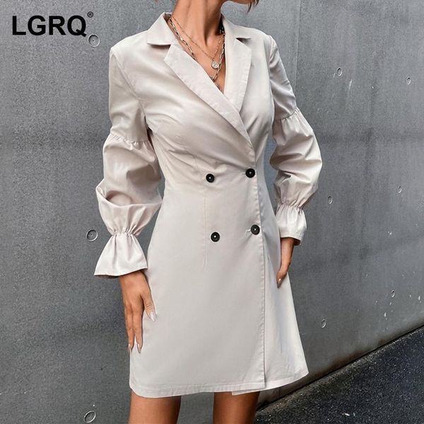 

women's jackets [lgrq] double breast design jacket lapel long sleeve coat casual fashion western style spring autumn 2021 19d3150, Black;brown