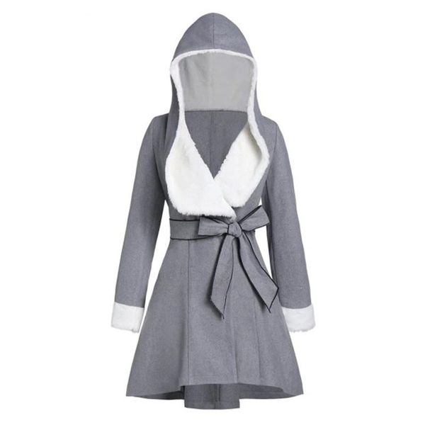 

women's jackets autumn winte women belt long sleeve hooded solid woolen cloth coat female keep warm sweater open stitch coats o17, Black;brown