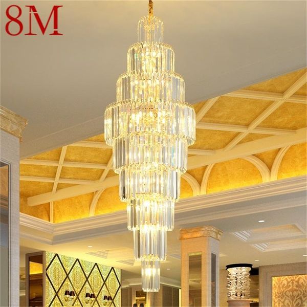 

chandeliers 8m gold chandelier fixtures modern luxury crystal pendant lamp light home led for stairs hall decoration