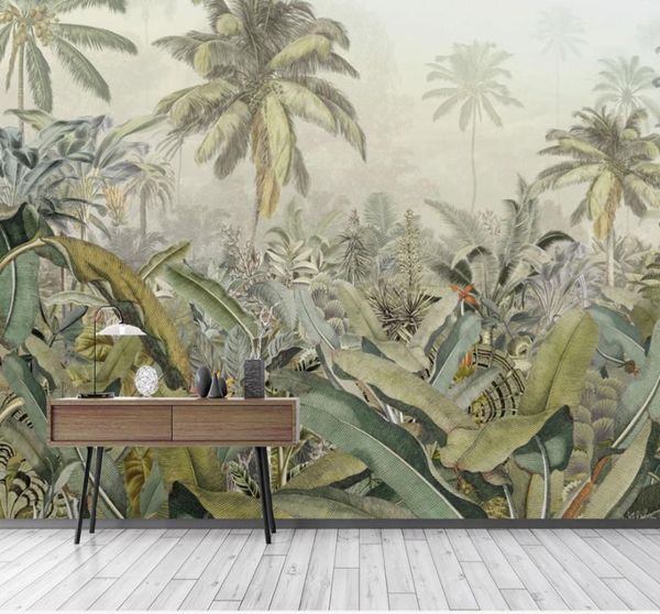 

wallpapers 3d po cartoon southeast asia tropical rainforest leaf wallpaper wall murals living room tv sofa backdrop paper home 8d decor