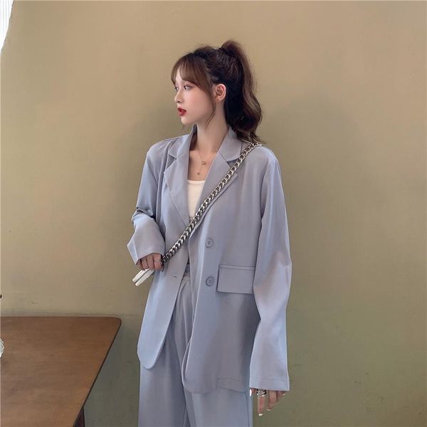

women's jackets purple suit jacket summer korean style loose small thin 2021 double buckle leisure, Black;brown
