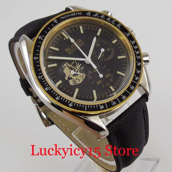 

wristwatches bliger fashional self winding men watch date window mechanical wristwatch leather band, Slivery;brown